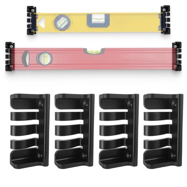 4 Pack Level Holder Universal for all Brands Level Tools, Level Mount Bracket for Storage and Organize on the Wall