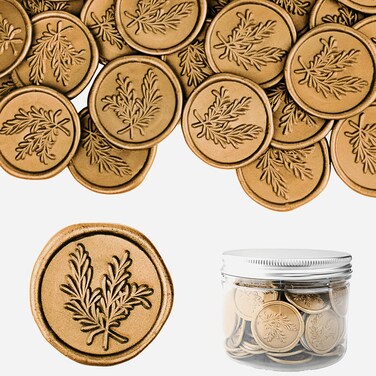 100pcs Wax Seal Stickers Self Adhesive, Gold Rosemary Embossed Sealing Stamp Envelope for Wedding,Valentines, Bridal Shower,Party Invitations,Custom Gift,Scrapbook