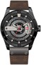 FANMIS Mens Leather Strap Watches Sandwich Dial Black Plated Stainless Steel Classic Casual Dress Waterproof Date Analog Quartz Watch (Black)
