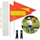 Bike Safety Flag with Pole 2 Sets, 6-Foot Adjustable Height Sturdy Fiberglass Tear-Resistant Waterproof Orange Safety Flag (Red Yellow and White)