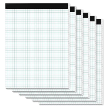 Zaviko Graph Paper Pads 8.5 x 11, 6 Pack, 4x4 Blue Quad Grid Paper Pad, White Quadrille Pad 8-1/2" x 11", Easy Tears Off, Grid Notebook 8.5 x 11, White 70 GSM Graft Paper, 30 Sheets/Pad