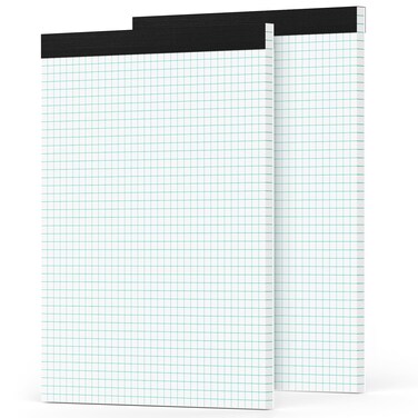Zaviko Graph Paper Pad 8.5 x 11, 2 Pack, 4x4 Graph Ruled, Grid Paper Pad 8-1/2" x 11", Blueprint Quadrille Pad, Easy Tears Off, Grid Pad Notebook 8.5 x 11, White 70 GSM Graft Paper, 30 Sheets/Pad