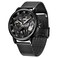 Whodoit Mesh Strap Design Watch Hand-Wind Mechanical Stainless Steel Case Skeleton Watch Watch for Men