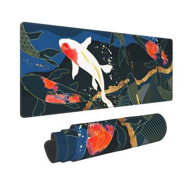 Large Mouse Pad for Desk, Funny Gifts Japanese Koi Fish Gaming Mouse Pad XL, Long Keyboard Mat for Women Office, Extended Big Cute Desk Pad for Keyboard and Mouse with Nonslip Base 31.5 * 11.8 Inches