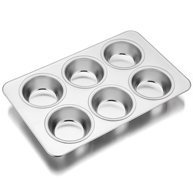 TeamFar Muffin Pan, 6 Cup Muffin Pan for Baking, Cupcake Pan Muffin Tin Tray Set Stainless Steel for Making Cakes Cornbread Quiche and More, Healthy &amp; Durable, Oven &amp; Dishwasher Safe