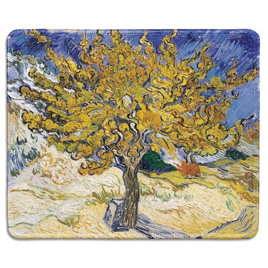 dealzEpic - Art Mousepad - Natural Rubber Mouse Pad with Famous Fine Art Painting of Mulberry Tree by Vincent Van Gogh - Stitched Edges - 9.5x7.9 inches