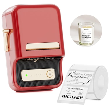 NIIMBOT B21 Inkless Label Maker, Mini Thermal Label Maker Compatible with iOS &amp; Android, for Home Organization, Business, Barcode, QR Code, with 1 Pack 50x30mm White Label, Red