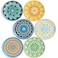 AHX Dinner Plates Ceramic Plate Set - 10 Inch Large Porcelain Round Plate Sets of 6 - Flat Colorful Pattern Dining Plates for Kitchen   Family - Dishwasher   Microwave   Oven Safe