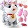 Gray Walking Cat Set Interactive Toy Cat for Girl Repeat What You Say Toy Kitten Talking Singing Dancing Touch Control Robot Cat Toy for Kid with Leash Wagging Tail Nodding Plush Electric Kitty