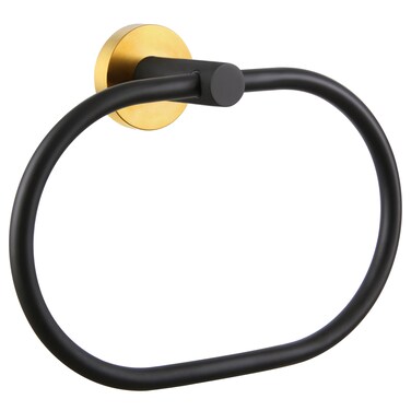 Bath Towel Ring, APLusee Stainless Steel Swivel Hand Towel Holder, Modern Oval Kitchen Bathroom Accessories (Black &amp; Gold)