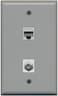 RiteAV - 1 Port Coax Cable TV- F-Type 1 Port Cat6 Ethernet Wall Plate - Gray
