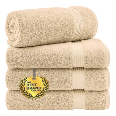 Cotton Paradise Bath Towels for Bathroom, 100% Cotton 4 Piece Turkish Bath Towel Set, Soft Plush Bath Towels Clearance Bathroom Set, Beige Bath Towels