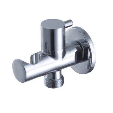 Weirun Modern Bathroom Brass Shower Wall Outlet Handheld Shower Spray Head Bracket Holder Supply Elbow Hose Connector with Water Shut Off Switch Flow Control Valve,Chrome