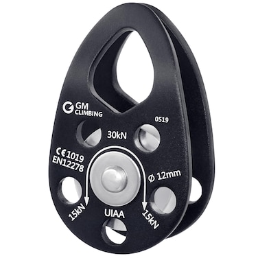 GM CLIMBING Swing Cheek Micro Pulley 30kN Self-lubricating Bushing CE UIAA Certified Black One Unit