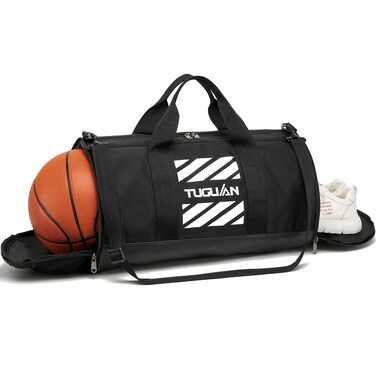 TUGUAN Gym Bag for Men Women with Wet Pocket &amp; Shoe Compartment Travel Duffle Bag Man Sport Basketball Football Bag Weekend Overnight Duffel Bag Gym Tote bag 40L, Black