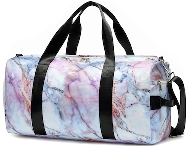 Sport Gym Duffle Travel Bag for Men Women Weekender Overnight Tote with Shoe Compartment, Wet Pocket (S-Marble 5)
