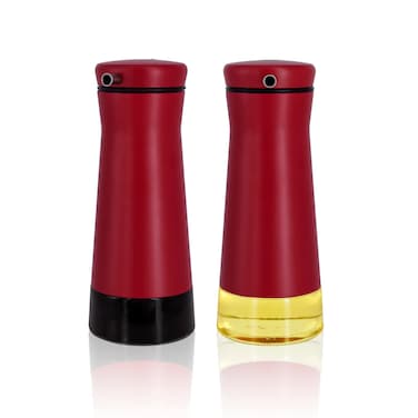 Aelga Red Oil And Vinegar Dispenser Set - 2 Pack Oil Dispenser Bottle for Kitchen with No-Drip- Red Kitchen Decor and Accessories for Home Restaurants Weddings