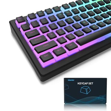Womier Pudding Keycaps, PBT Shine Through Keycaps 165 Keys Set Custom Key caps Set OEM Profile, Universal Compatiability for 100%, 75%, 65%, 60% Keyboard-Black