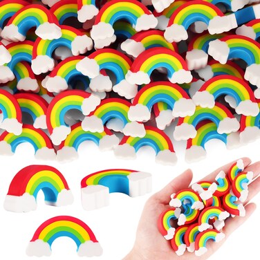 50 Pack Rainbow Erasers for Kids,Large Rainbow Erasers Bulk,Fun Pencil Erasers,St. Patrick's Day Erasers Cute Erasers for Classroom Office Home School Work Prize Gifts Supplies