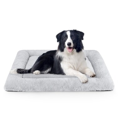SIWA MARY Dog Bed Mat Soft Crate Pad Washable Anti-Slip Mattress for Large Medium Small Dogs and Cats Kennel Pad(35'' x 23'' Grey)