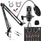 SKTEET Podcast Equipment Bundle, with BM800 Podcast Microphone and V8 Sound Card, Voice Changer - Audio Interface -Perfect for Recording, Singing, Streaming and Gaming (V8-Black)