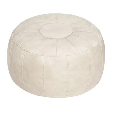 Thgonwid Unstuffed Moroccan Ottoman Pouf Cover, Ottoman Footstool Storage Solution, Bean Bag Chair, Foot Rest, Ivory White
