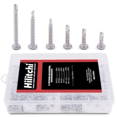 Hilitchi 410 Stainless Steel Pan Head Phillips Self Drilling Screws Sheet Metal Tek Screws Assortment Kit, Modified Truss Head Self Driller - Size: #8 x 1/2" to #8 x 1-1/2 (Pack of 240)