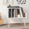 Tohomeor Vinyl Record Player Stand Turntable Stand LPs Album Storage Cabinet Wooden Sofa End Table Media Audio Video Turntables Stand Nightstand for Bedroom Living Room Office (White)