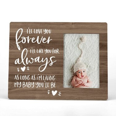 FONDCANYON I'll Love You Forever I'll Like You For Always Picture Photo Frame, Family New Baby Couple Picture Frames, New Baby Gifts, Newborn Baby Shower Gifts For Baby Girls Boys(4x6 Inch Photo)