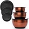 Samma Copper Mixing Bowls- Mixing Bowl Set with Stainless Steel Body- Copper with Black Silicone Bottom Mixing Bowl- Versatile Kitchen Mixing Bowls- 3 Piece Copper Mixing Bowls with Lids