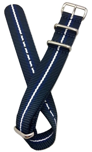 NewLife 20mm Navy Blue/Blue/White Watchband   Vintage, Military Style Watchstrap Nylon Fabric Replacement Wrist Band that brings to Any Watch (For Men and Women)