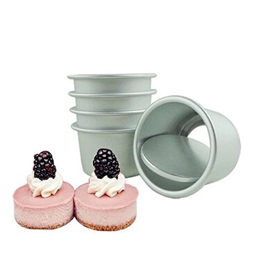Astra Gourmet Perfect Performance Aluminium Mini Round Cheesecake Pan Cupcake Pan Muffin Pan, Perfect for Indivdiual Desserts, Set of 10