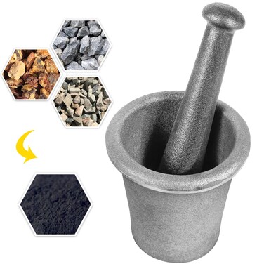 Yousme Mortar Pestle Tool Set Rock-Ore Crusher Grind Mining Pulverizer Mine Prospecting Assay Gold Quartz Gold Extra Large Cast Steel