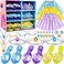 Princess Jewelry Boutique Dress Up &amp; Elegant Shoe, Role Play Fashion Accessories of Crowns, Skirts, Necklaces, Bracelets, Rings, Gift Toys for Age 3 4 5 6 Year Old Girls Kids Toddlers Party Favors