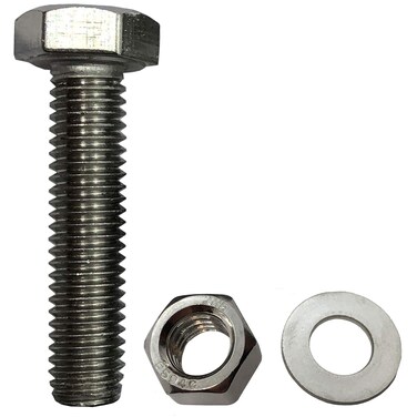 3/8" -16 x 1". 304-STAINLESS STEEL BOLTS, NUTS &amp; WASHERS - 18-8 HEX HEAD Bolt - 304 Grade. General Purpose (10) Bolts + (10) Nuts + (10) Washers