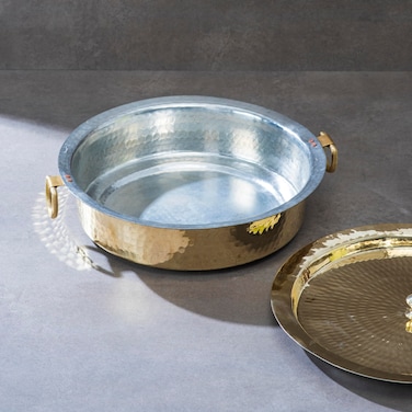 P-TAL Brass Lagaan   Cookware and Serveware   Pure Brass for Ayurvedic Health Benefits   Naturally Non Stick