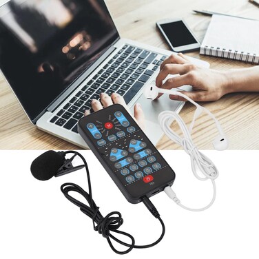 Voice Changer Card, Universal Mini Sound Card Multi Languages Handheld Voice Changer for Mobile Phones, Computers 8 Fixed Sound Effects for DJ PC Live Broadcast