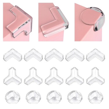 28 Pcs Clear Corner Protector - L, T, Round Shape Corner Guards &amp; Bumpers to Cover Sharp Furniture &amp; Table Edges for Baby Kid Toddler Safety