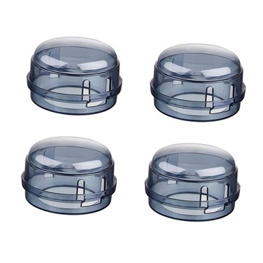 Hohopeti 4pcs Guards Proof Cover Gas View Protector Stove Protection Case Button Toddler Knobs Safety Large Top Children Appliance Cooker Shield Kids Guard for Clear Knob Grey Electric