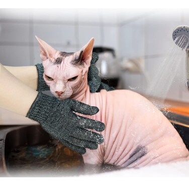 vomvomp 6 Pack Sphynx Cat Bath Gloves Hairless Cats Bath Exfoliating Glove for Sphynx Shower Body Scrub