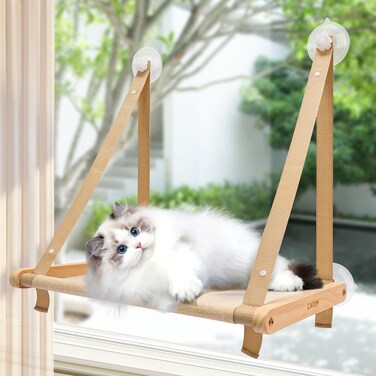 Cat Window Perch, Cat Hammock Window Seat, Cat Window Hammocks Bed for Indoor Cats, Cat Perch with Sturdy Screw Suction Cups for Cats &amp; Kittens