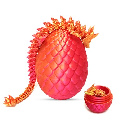 Dragon Eggs with Dragon Inside, 3D Print Dragon, Easter Basket Stuffers, Articulated Dragon with Egg, Crystal Dragon Figurine, Dragon Egg Fidget Toy, Executive Desk Toys (Orange)