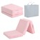 Tiita Toddler Foldable Floor Mattress, Small Floor Nap Mat for Sleeping Daycare, Kids Trifold Chair Futon Mattress, Portable Baby Tri Folding Mattress for Girls and Boys, Plush Pink