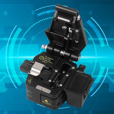 FYBOPTWU - FTTH Optical Fiber Cleaver Fiber Optic Cleaver Cold Splicing Tool Cutting Machine 3 in 1 Function Metal Optical Fiber Cutter with Auto Scrap Collector Box Tungsten Steel Sheet, 1pc Black