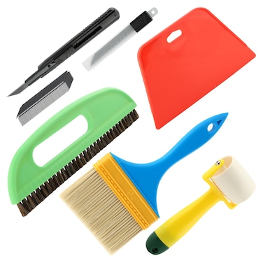 LOQJSS Wallpaper Smoothing Tool Kit,15 Pcs Smoother Tools Set,Wallpaper Smoothing Brush,Wallpaper Squeegee Seam Roller,Wallpaper Tools for Applying Peel and Stick Wallpaper