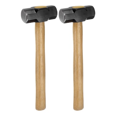 HARFINGTON 2pcs Engineers Hammer 2 Lb Powerful Strike Double Flat Face Sledge Forging Hammer with Comfortable Grip for Home Improvement General Repair Woodworking, Black Yellow