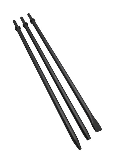 Pneumatic Taper Punch and Air Cold Chisel Three-Piece Set&iuml;&frac14;&OElig;7/32-inch Point Tip&iuml;&frac14;&OElig;3/8-inch Point Tip&iuml;&frac14;&OElig;3/4-inch Flat Chisel&iuml;&frac14;&OElig;18-inch Long&iuml;&frac14;&OElig;Cr-Mo Alloy Steel