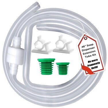 Kitchen Sink Soap Dispenser Tube Kit, Original Soap Dispenser Conversion Kit, 46&acirc;&euro; Dish Soap Dispenser Hose with Check Valve, Fits Most Dish Soap Dispenser Pump, Never Fill The Little Bottle Again