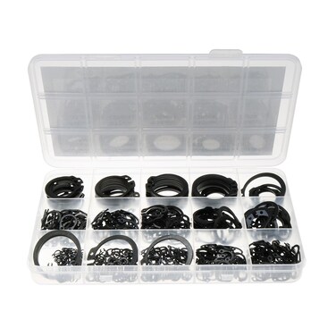 MEETOOT 450PCS Axle Circlip Set Black Alloy Steel Outer Circlip Retaining Ring Set of 15 Different Sizes for Fixing and Repairing Axles and Other Moving Part