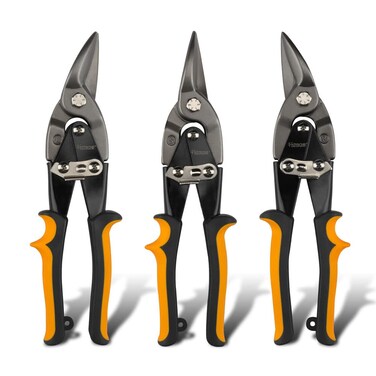 Hoteche 3-Piece Aviation Snip Set 10-Inch Sheet Metal Shears - Left, Right and Straight Cut